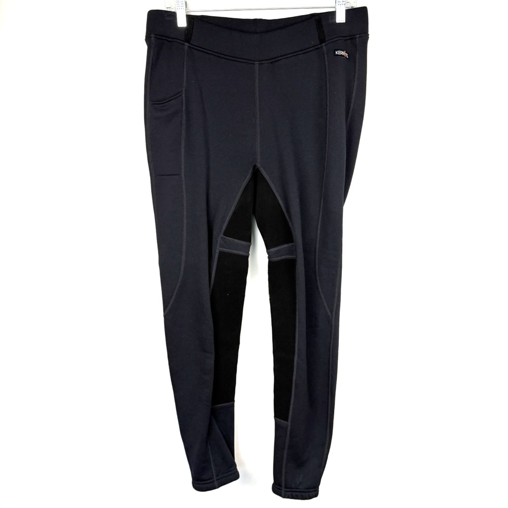 Kerrits Fleece Lined Riding Tights Size XL Black Full Seat Equestrian Side Pocke